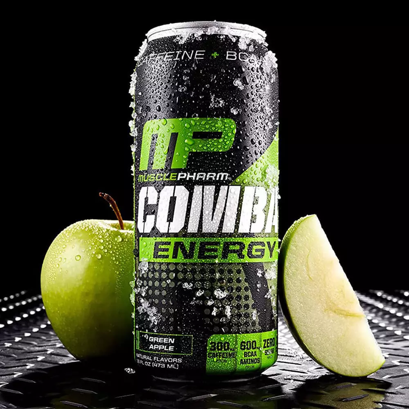 Muscle Pharm Combat Energy Drink 473ml, Green Apple Flavor Pack of 12