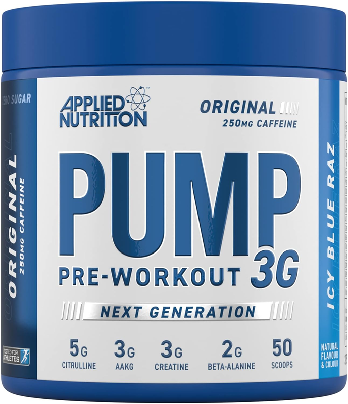 

Applied Nutrition Pump Pre-Workout 3G, 375g, Icy Blue Razz Flavor, 25 Serving