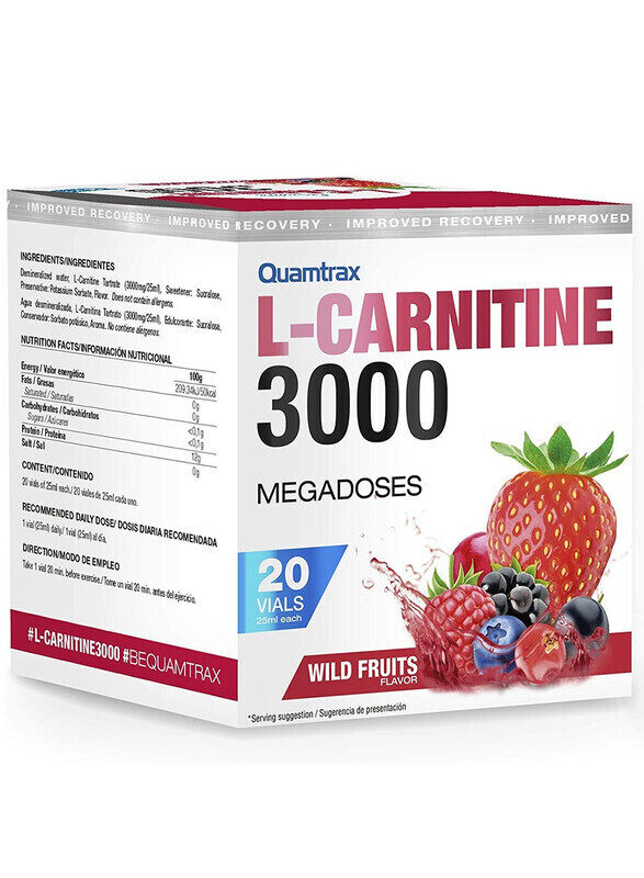 

Quamtrax L-Carnitine 3000 Wild Fruits Flavor 20 Vials