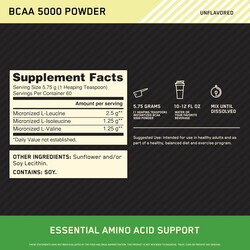 مسحوق BCAA الفوري من أوبتيموم نيوتريشن، بدون نكهة، 345 جرام، 60 حصة