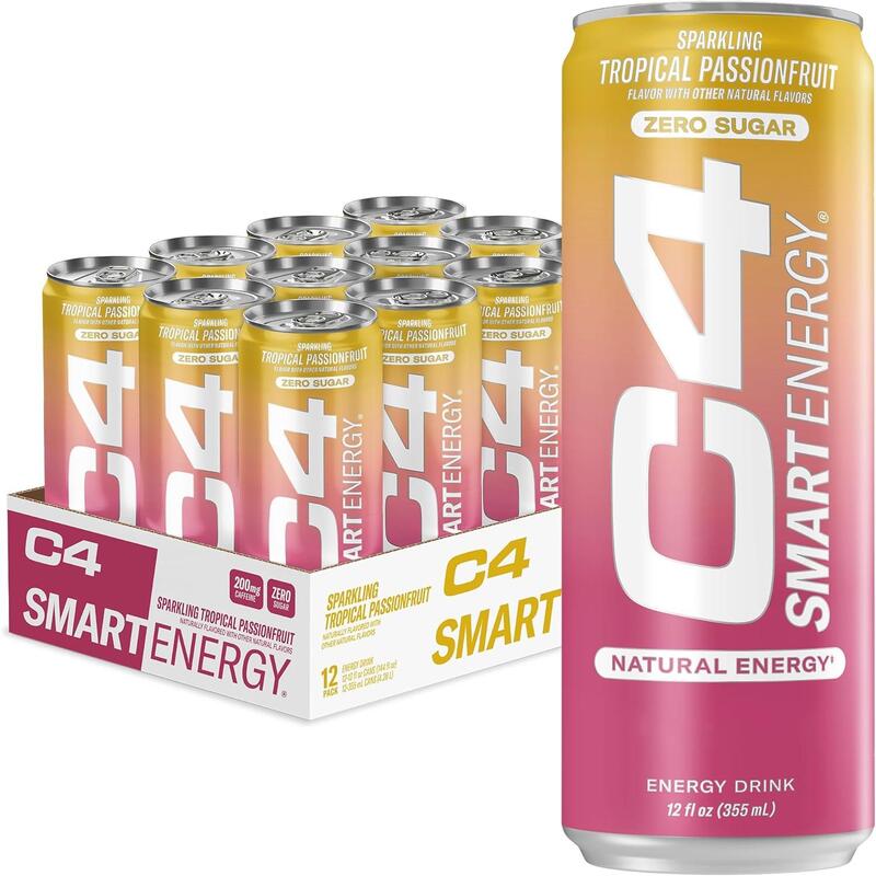 Cellucor C4 Smart Energy, Tropical Passionfruit, Pre Workout Energy, 355ml, tropical Passion Fruit, Pack of 12