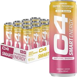 Cellucor C4 Smart Energy, Tropical Passionfruit, Pre Workout Energy, 355ml, tropical Passion Fruit, Pack of 12