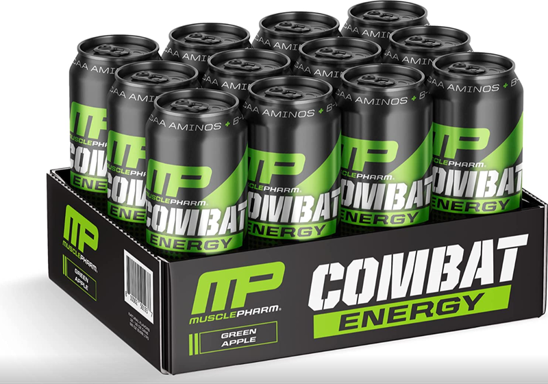 Muscle Pharm Combat Energy Drink 473ml, Green Apple Flavor Pack of 12