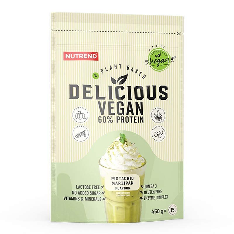 

Nutrend Plant Based Delicious Vegan 60% Protein, Pistachio Marzipan Flavor, 450g, 15 Serving