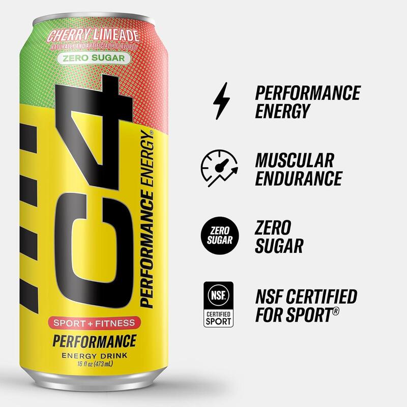 Cellucor C4 Energy, Zero Sugar, Pre Workout Drink, Cherry Limeade, 473ml