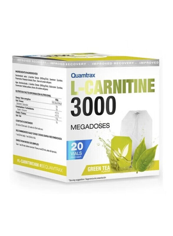 

Quamtrax L-Carnitine 3000 Shot Green Tea Flavor 20 Vials 500ml