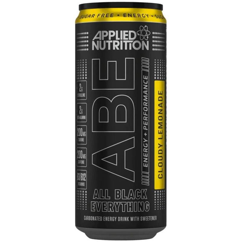 Applied Nutrition ABE Energy Drinks: Zero Sugar, Zero Calories, Cloudy Lemonade Flavor - Pack of 12 (330ml)