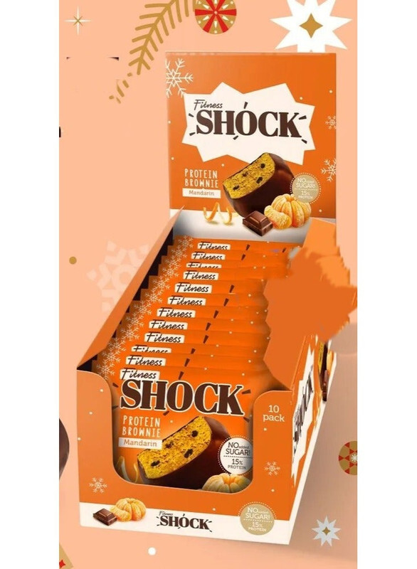 Fitness Shock Protein Brownie Mandarin Flavor Pack of 10