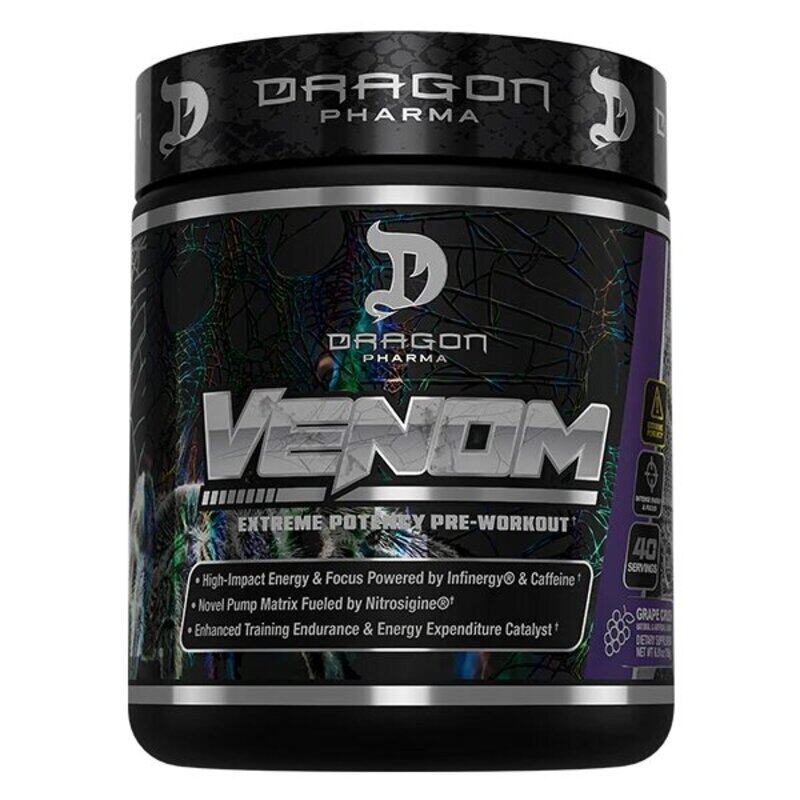 

Dragon Pharma Venom Pre-Workout Grape Crush Flavor 40 Serving