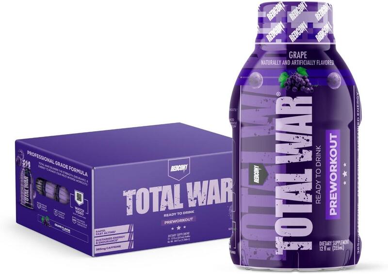 Redcon1 Total War Pre Workout Drink, 355ml, Grape, Pack of 12