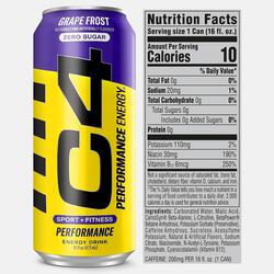 Cellucor C4 Energy, Zero Sugar, Pre Workout Drink, Purple Frost, 473ml