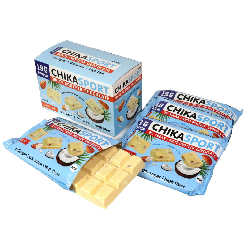 Chikalab Chika Sport Protein White Chocolate Almonds Coconut Chips Pack Of 4