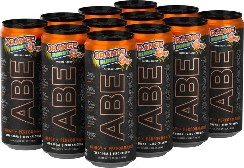 Applied Nutrition ABE Energy Drinks: Zero Sugar, Zero Calories, Orange Burst Flavor - Pack of 12 (330ml)
