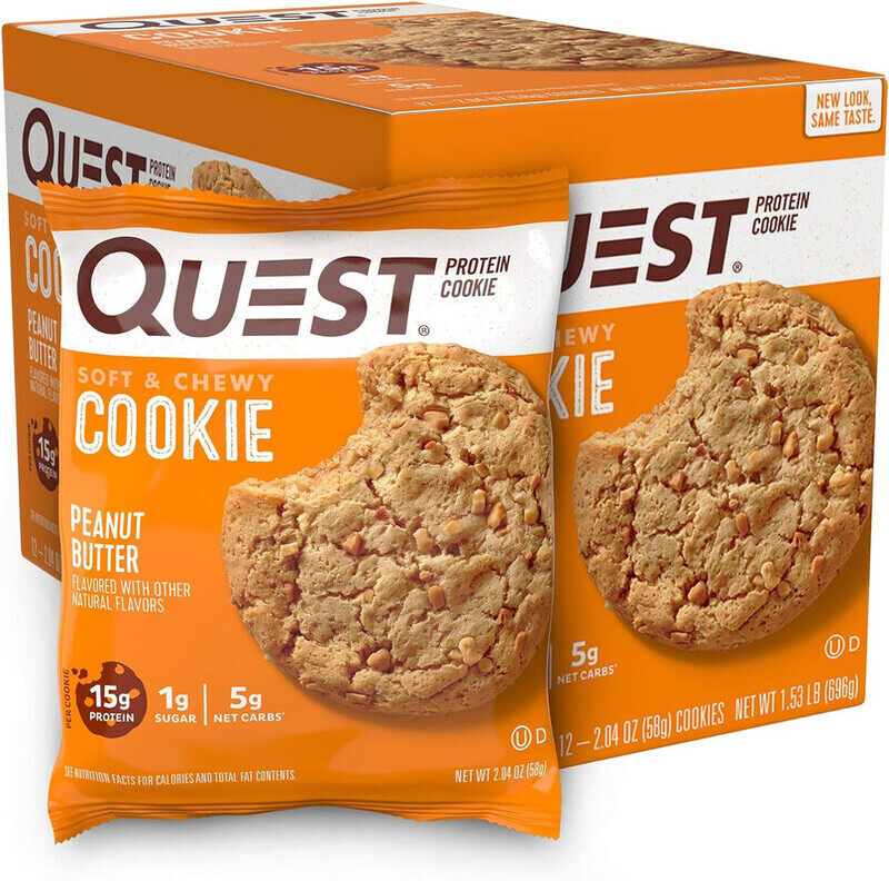 

Quest Protein Cookie Peanut Butter Flavor, 58g Pack of 12