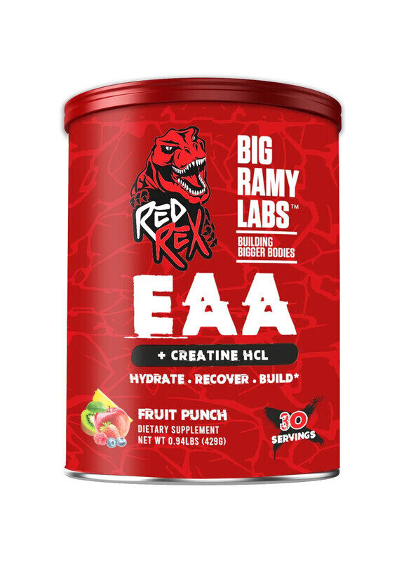 

Big Ramy Labs Red Rex EAA plus Creatine HCL 429g Fruit Punch Flavor 30 Serving