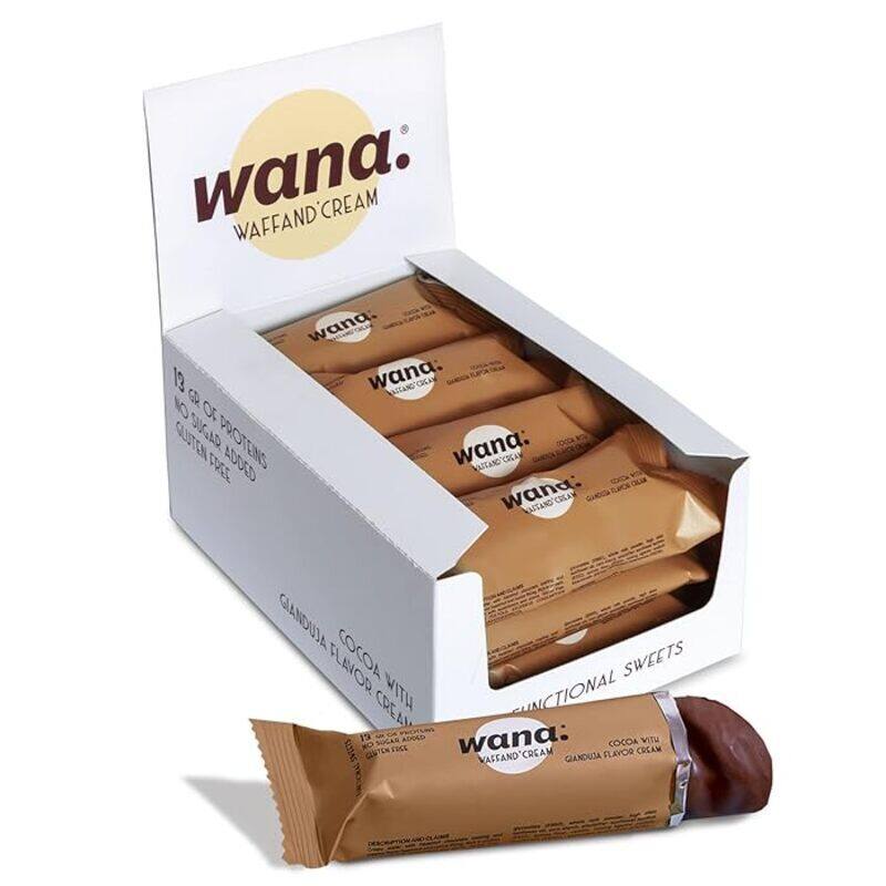 

Wana Waffand Cream Protein Bar Cocoa with Gianduja Flavor Cream 43g Pack of 12
