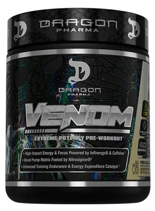 

Dragon Pharma Venom Pre-Workout 196g Pina Colada Flavor 40 Serving