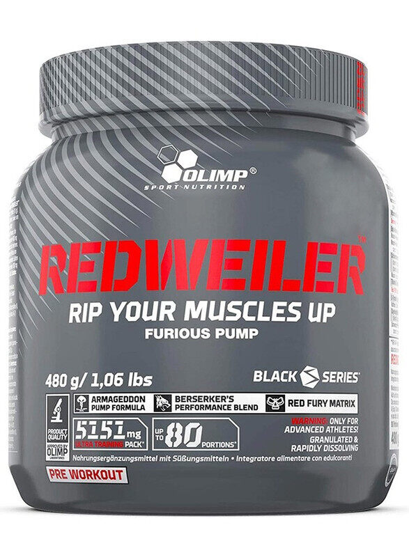 

Olimp Redweiler Furious Pump Pre-Workout Red Punch Flavour 80 Portions 480g