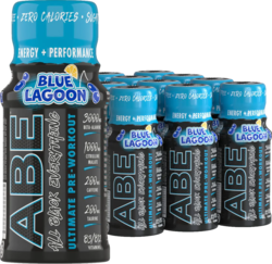Applied Nutrition ABE Ultimate Pre Workout Shot, Blue Lagoon, 60ml Pack of 12