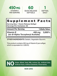 Nature’s Truth High Potency E 450mg, 60 Softgels, 60 Serving 