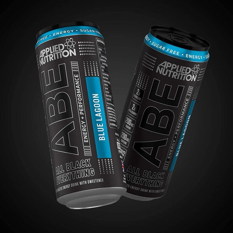 Applied Nutrition ABE Energy Drinks: Zero Sugar, Zero Calories, Blue Lagoon Flavor - Pack of 12 (330ml)