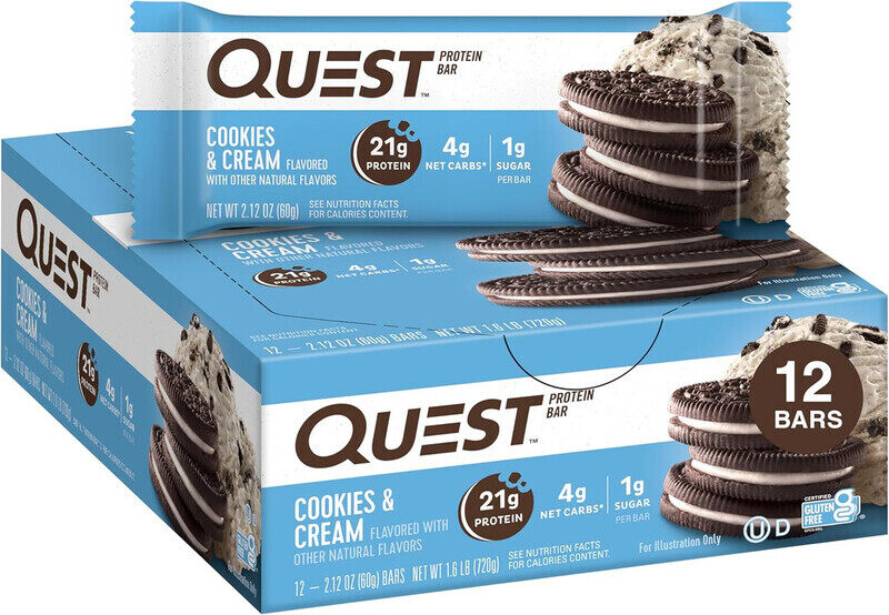 

Quest Protein Bar Cookies & Cream Flavor Pack of 12