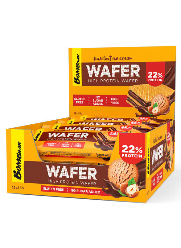 

Bombbar High Protein Wafer Hazelnut Ice Cream Flavor 45g Pack of 12