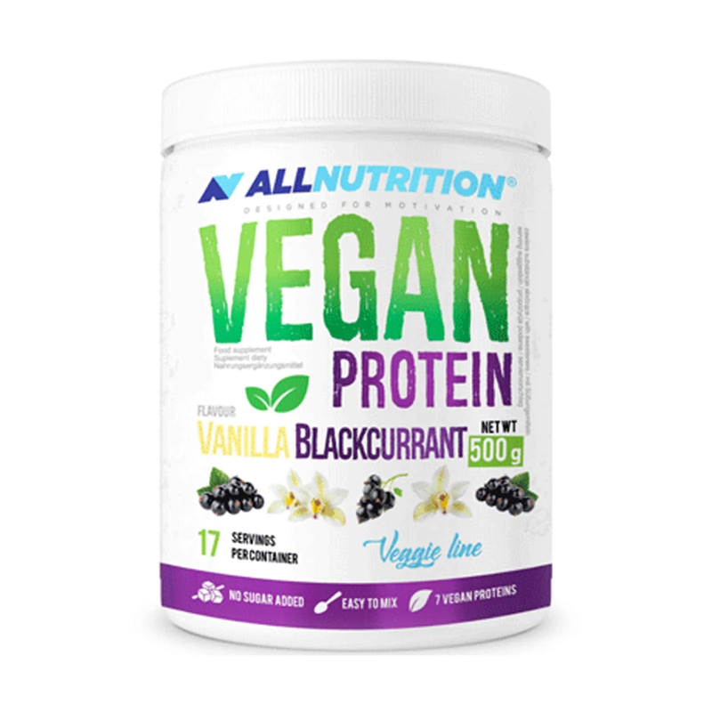 ALL NUTRITION Vegan Protein, Vanilla Blackcurrant Flavor, 500g, 17 Serving