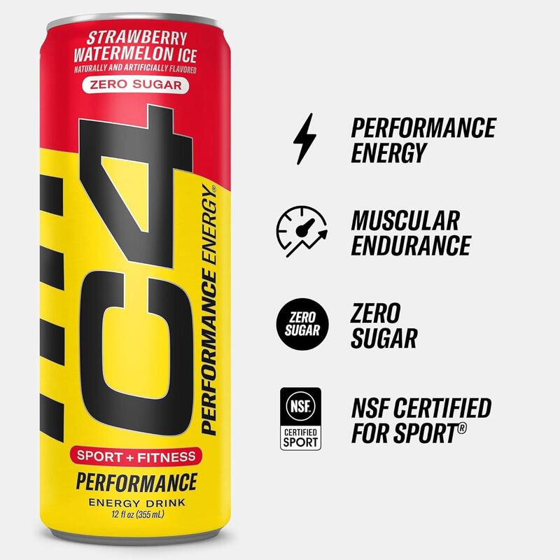 Cellucor C4 Energy, Zero Sugar, Pre Workout Drink, 473ml, Strawberry Watermelon Ice, Pack of 12