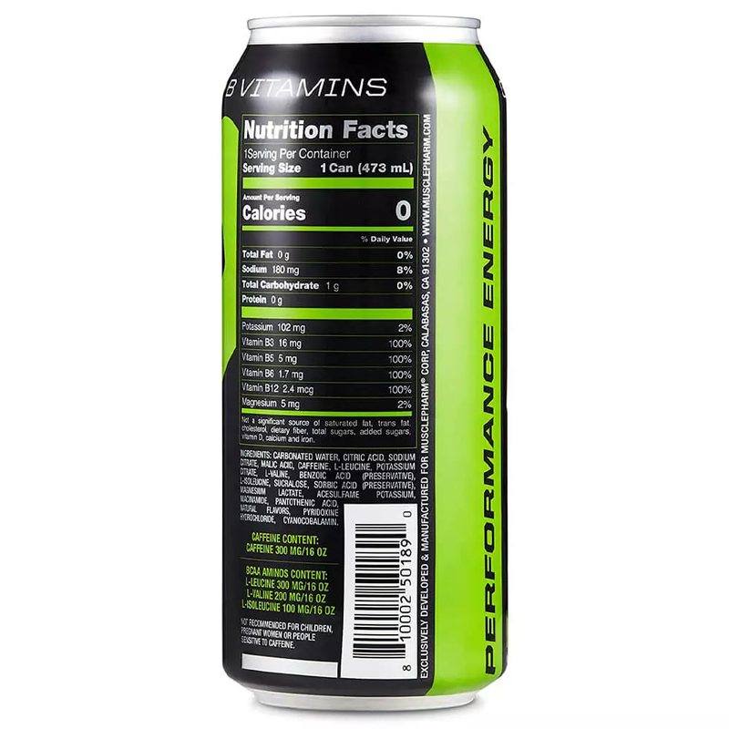 Muscle Pharm Combat Energy Drink 473ml, Green Apple Flavor Pack of 12