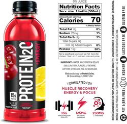 Protein2o, 15g Whey Protein Infused Water Plus Energy, Cherry Lemonade, 500ml