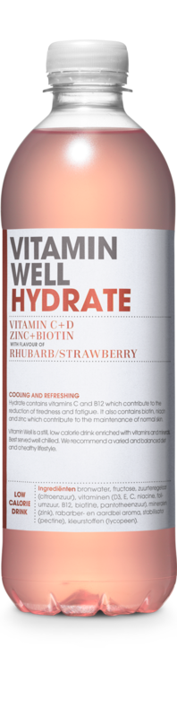 Vitamin Well Hydrate, Rhubarb/Strawberry, Vitamin C + D Zinc + Biotin, 500ml