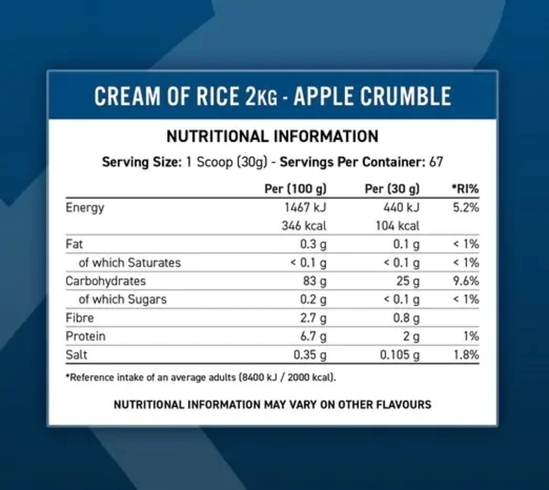 Applied Nutrition Cream of Rice, Apple Crumble, 2 KG