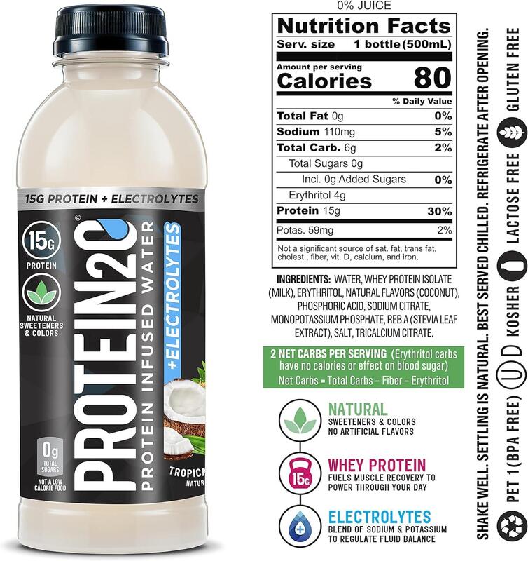 Protein2o, 15g Whey Protein Infused Water Plus Energy, Tropical Coconut, 500ml