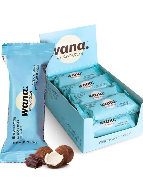 

Wana waffand cream dark chocolate with coconut cream Flavor, 43g Pack of 12