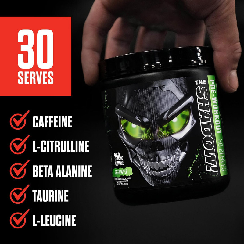 JNX Sports The Shadow Pre-workout 270g, Green Apple Flavor, 30 Serving