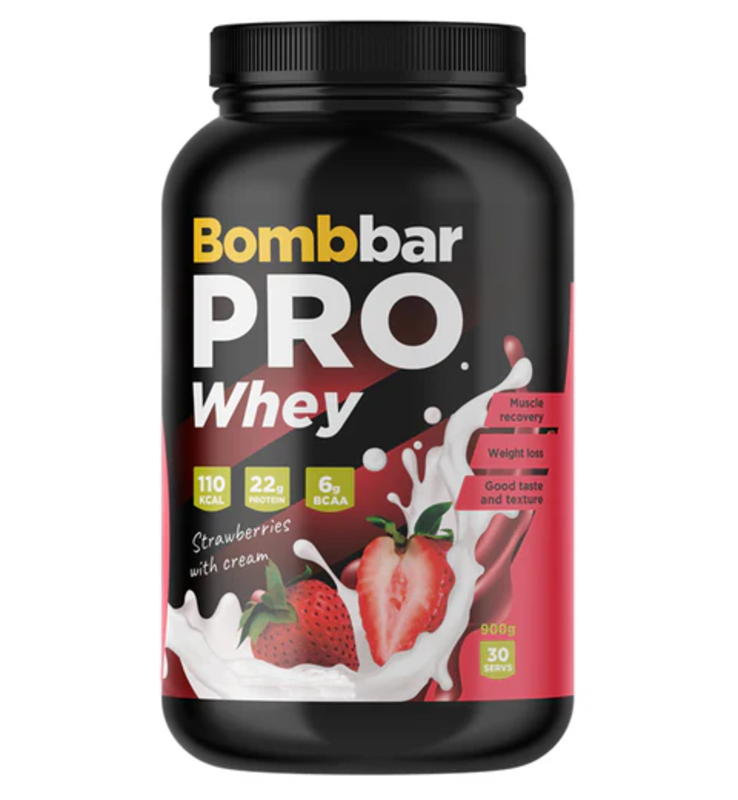 Bombbar Pro Whey 900g, Strawberry Flavor, 30 Serving 