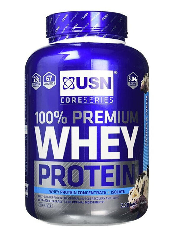 

USN 100% Premium Whey Protein 2.28kg Cookies and Cream Flavor 67 Serving