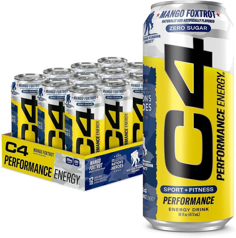 Cellucor C4 Energy, Zero Sugar, Pre Workout Drink, 473ml, Mango Foxtrot, Pack of 12