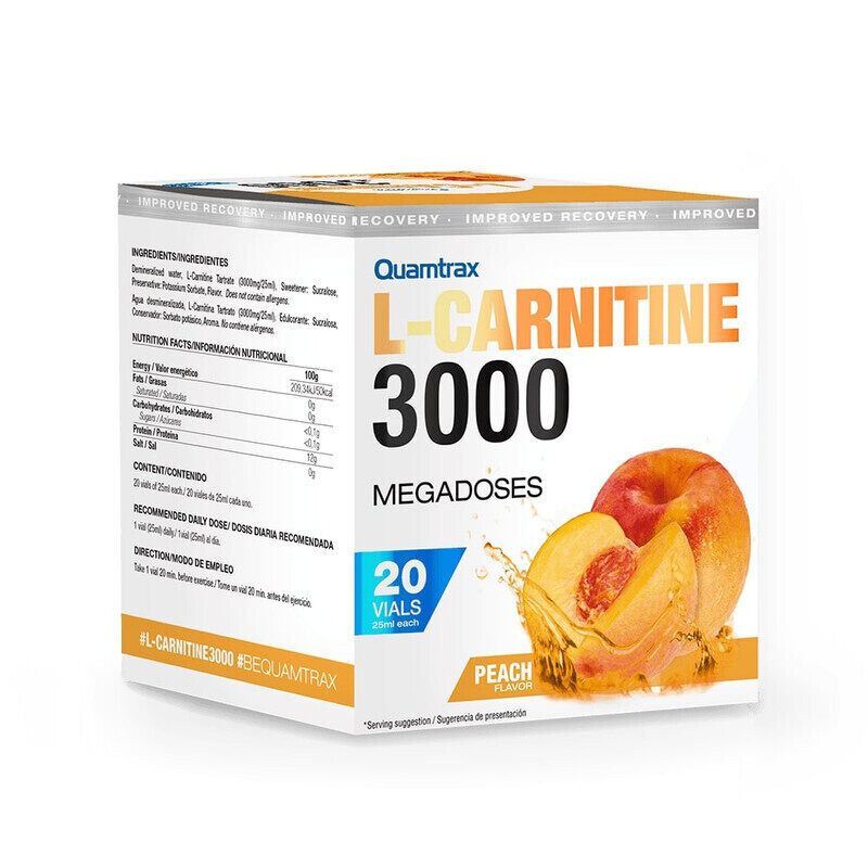 

Quamtrax L-Carnitine 3000 Shot Peach Flavor 20 Vials 500ml