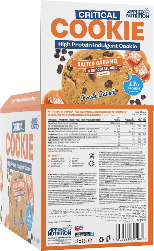 Applied Nutrition Critical Cookie Salted Caramel & Chocolate Chip Flavor, 73g Pack of 12