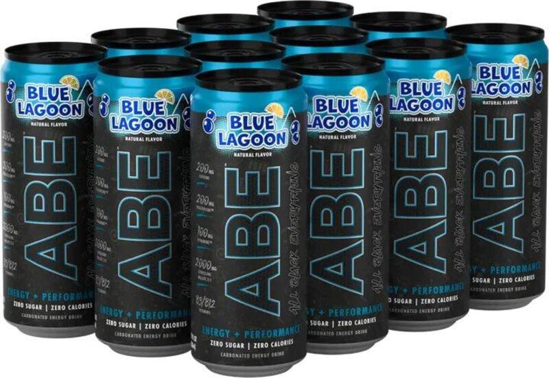 Applied Nutrition ABE Energy Drinks: Zero Sugar, Zero Calories, Blue Lagoon Flavor - Pack of 12 (330ml)
