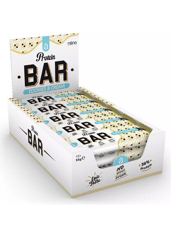 

Nano Supps Protein Bar Cookies & Cream Flavor 55g Pack of 15