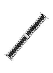 Stainless Steel Watch Band for 42mm/44mm/45mm/49mm Apple Watches, Silver/Black