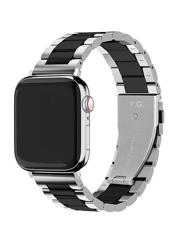 Stainless Steel Watch Band for 42mm/44mm/45mm/49mm Apple Watches, Silver/Black