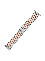 Stainless Steel Watch Band for 42mm/44mm/45mm/49mm Apple Watches, Silver/Rose Gold