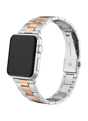 Stainless Steel Watch Band for 42mm/44mm/45mm/49mm Apple Watches, Silver/Rose Gold