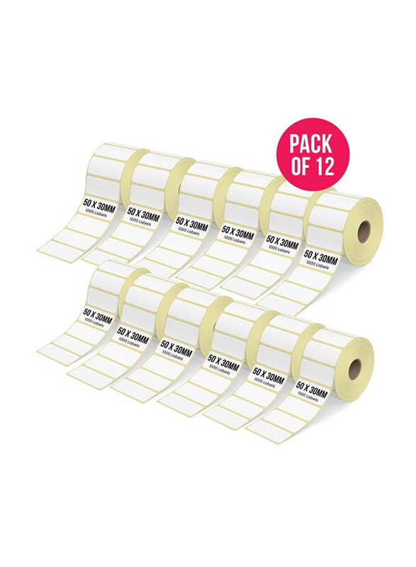 

Brandsfinity Direct Thermal Barcode Label Sticker, 5cm x 3cm, 12 Pieces, White