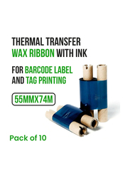 Brandsfinity Blue Transfer Wax Ribbon for Barcode Printers, 10 Pieces