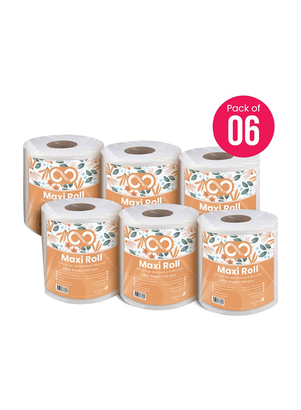 Brandsfinity High Absorbency Ultra Soft Maxi Roll, 6 Pieces x 2 Ply x 500 Grm x 600 Sheets